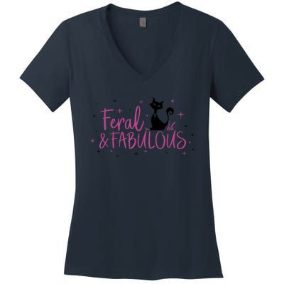 Feral & Fabulous Funny Women's V-Neck T-Shirt