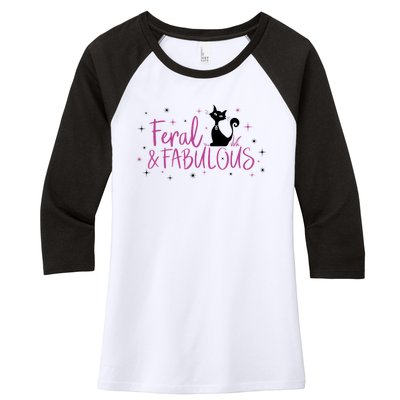 Feral & Fabulous Funny Women's Tri-Blend 3/4-Sleeve Raglan Shirt