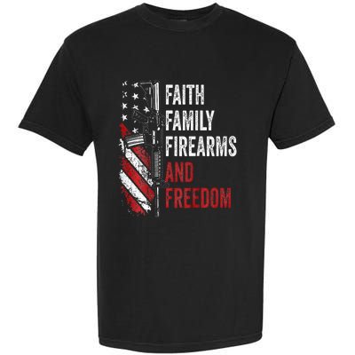 Faith Family Firearms & Freedom Pro God Guns Ar15 Garment-Dyed Heavyweight T-Shirt