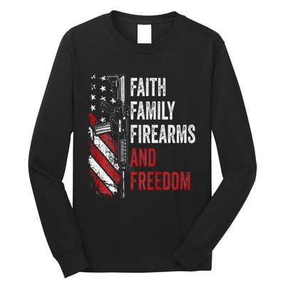 Faith Family Firearms & Freedom Pro God Guns Ar15 Long Sleeve Shirt