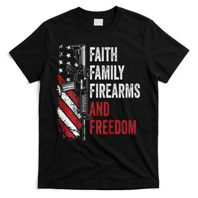 Faith Family Firearms & Freedom Pro God Guns Ar15 T-Shirt