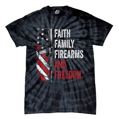 Faith Family Firearms & Freedom Pro God Guns Ar15 Tie-Dye T-Shirt