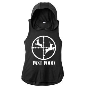 Fast Food Funny Deer Hunting Season Ladies PosiCharge Tri-Blend Wicking Draft Hoodie Tank