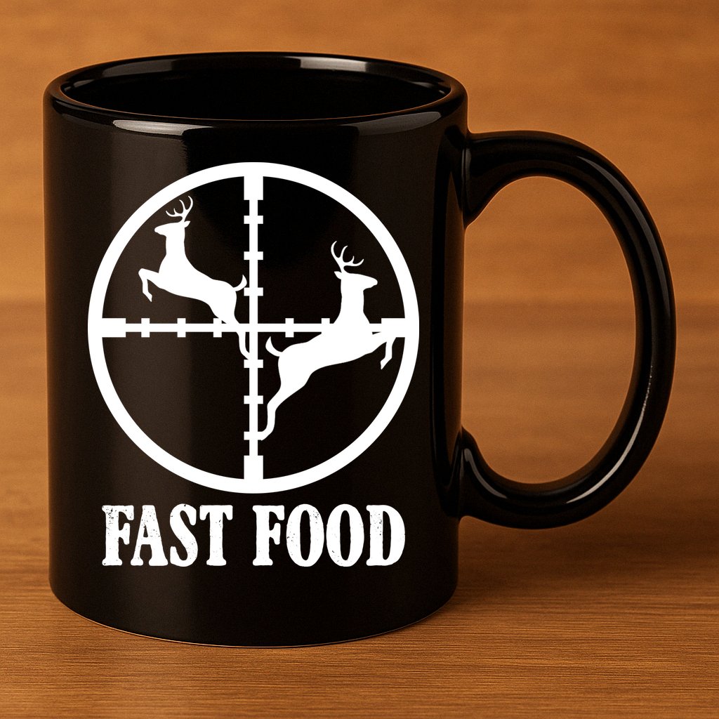 Fast Food Funny Deer Hunting Season 11oz C Handle Ceramic Mug