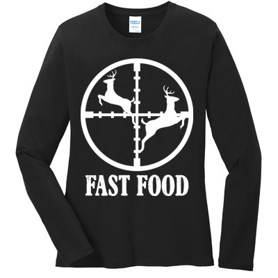 Fast Food Funny Deer Hunting Season Ladies Long Sleeve Shirt