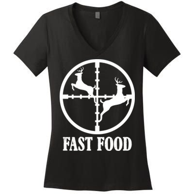 Fast Food Funny Deer Hunting Season Women's V-Neck T-Shirt