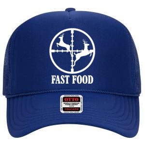 Fast Food Funny Deer Hunting Season High Crown Mesh Back Trucker Hat