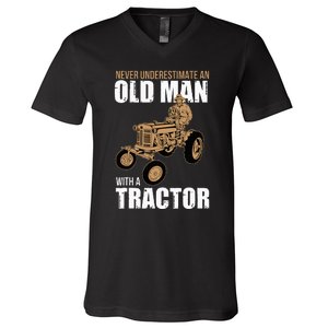 Funny Farmer Farm Tractor Farming Truck Lovers Humor Outfit V-Neck T-Shirt