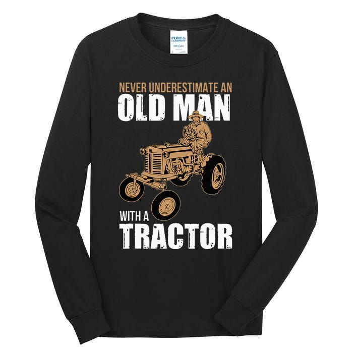 Funny Farmer Farm Tractor Farming Truck Lovers Humor Outfit Tall Long Sleeve T-Shirt