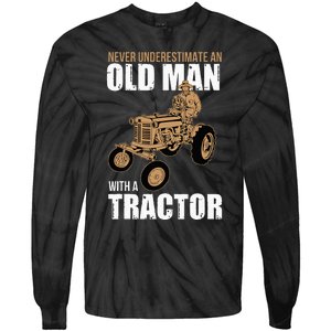 Funny Farmer Farm Tractor Farming Truck Lovers Humor Outfit Tie-Dye Long Sleeve Shirt