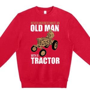 Funny Farmer Farm Tractor Farming Truck Lovers Humor Outfit Premium Crewneck Sweatshirt