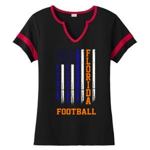 Florida Football Fan American Flag Ladies Halftime Notch Neck Tee