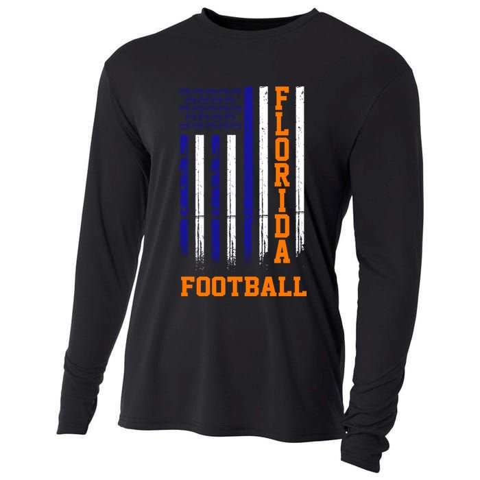 Florida Football Fan American Flag Cooling Performance Long Sleeve Crew