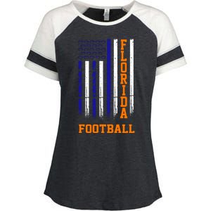 Florida Football Fan American Flag Enza Ladies Jersey Colorblock Tee