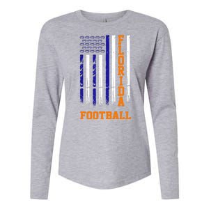 Florida Football Fan American Flag Womens Cotton Relaxed Long Sleeve T-Shirt