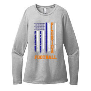 Florida Football Fan American Flag Womens CVC Long Sleeve Shirt