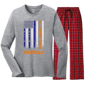 Florida Football Fan American Flag Women's Long Sleeve Flannel Pajama Set 