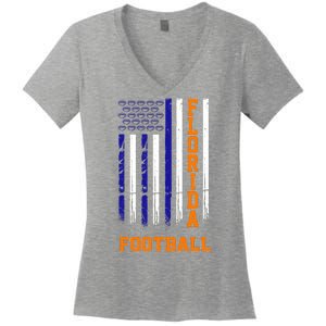 Florida Football Fan American Flag Women's V-Neck T-Shirt