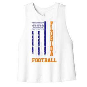 Florida Football Fan American Flag Women's Racerback Cropped Tank