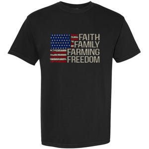 Faith Family Farming Freedom American Flag 4th Of July Garment-Dyed Heavyweight T-Shirt