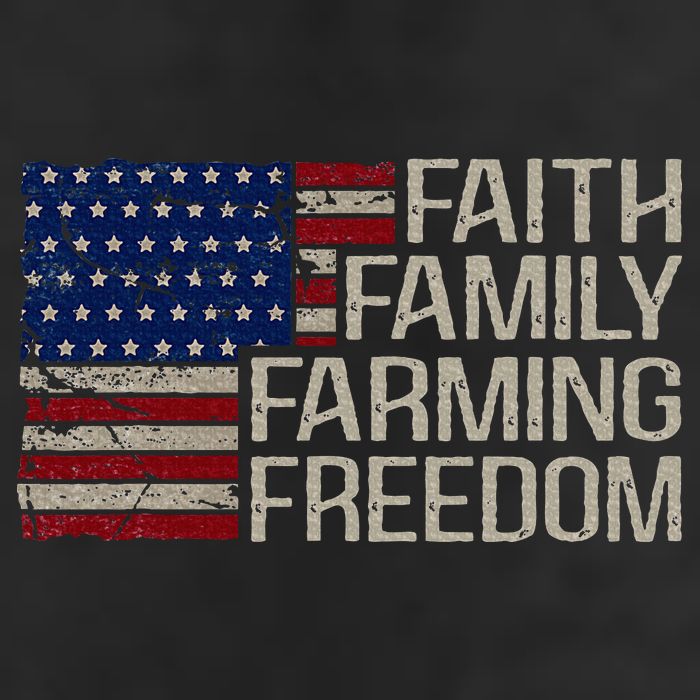 Faith Family Farming Freedom American Flag 4th Of July 7 Panel Mesh Trucker Snapback Hat