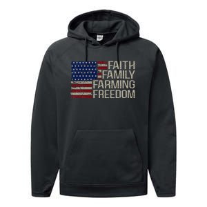 Faith Family Farming Freedom American Flag 4th Of July Performance Fleece Hoodie