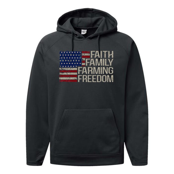 Faith Family Farming Freedom American Flag 4th Of July Performance Fleece Hoodie