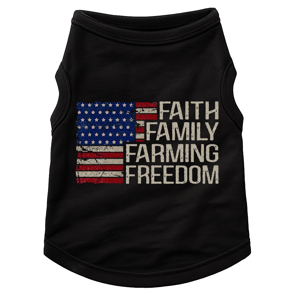 Faith Family Farming Freedom American Flag 4th Of July Doggie Tank