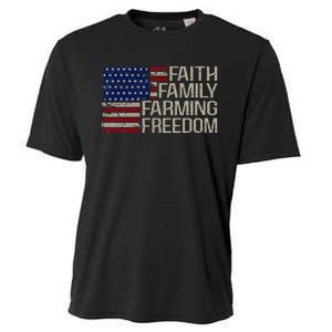 Faith Family Farming Freedom American Flag 4th Of July Cooling Performance Crew T-Shirt