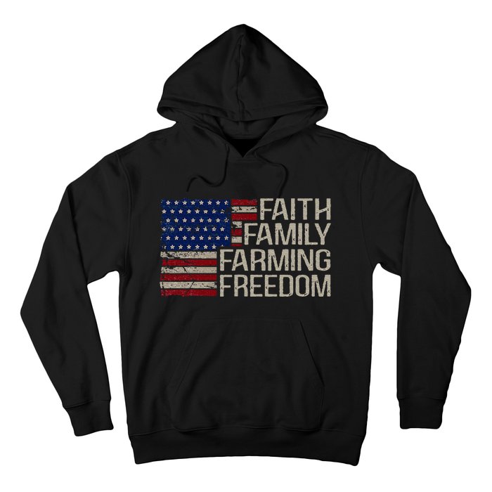 Faith Family Farming Freedom American Flag 4th Of July Hoodie