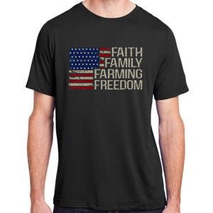 Faith Family Farming Freedom American Flag 4th Of July Adult ChromaSoft Performance T-Shirt