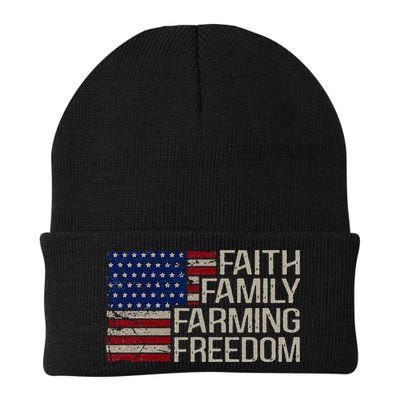 Faith Family Farming Freedom American Flag 4th Of July Beanie