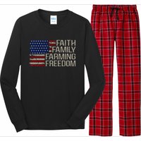 Faith Family Farming Freedom American Flag 4th Of July Long Sleeve Pajama Set