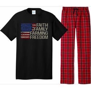 Faith Family Farming Freedom American Flag 4th Of July Pajama Set