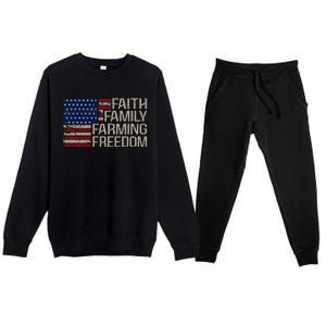 Faith Family Farming Freedom American Flag 4th Of July Premium Crewneck Sweatsuit Set