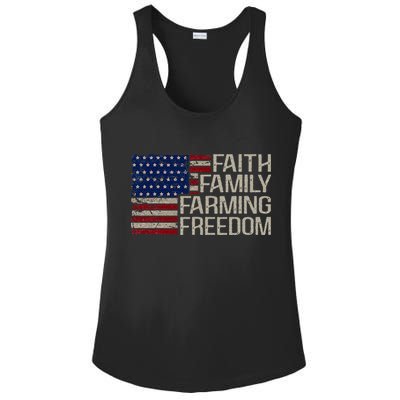 Faith Family Farming Freedom American Flag 4th Of July Ladies PosiCharge Competitor Racerback Tank