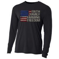 Faith Family Farming Freedom American Flag 4th Of July Cooling Performance Long Sleeve Crew