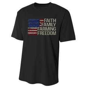 Faith Family Farming Freedom American Flag 4th Of July Performance Sprint T-Shirt