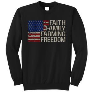 Faith Family Farming Freedom American Flag 4th Of July Tall Sweatshirt