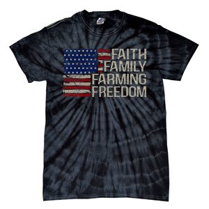 Faith Family Farming Freedom American Flag 4th Of July Tie-Dye T-Shirt