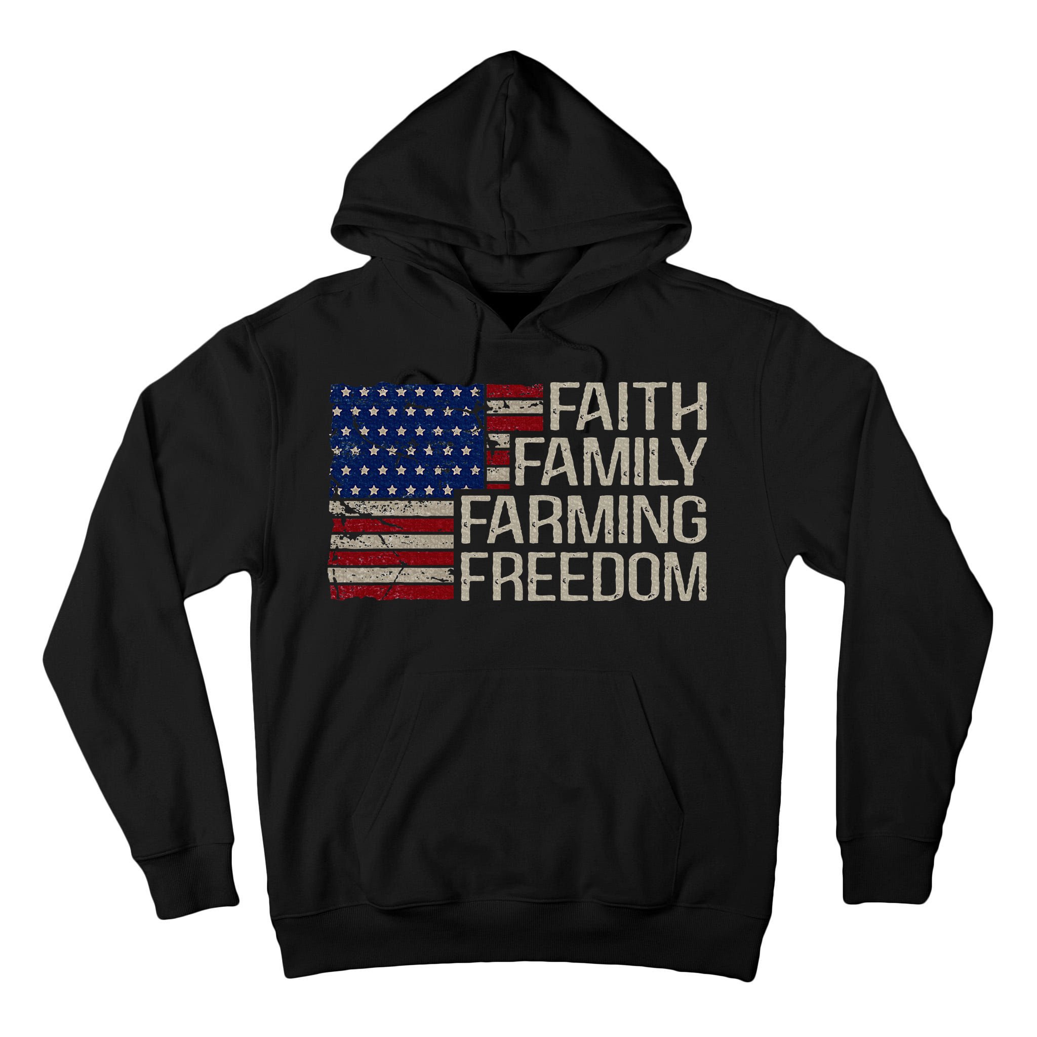 Faith Family Farming Freedom American Flag 4th Of July Tall Hoodie