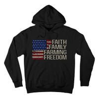 Faith Family Farming Freedom American Flag 4th Of July Tall Hoodie