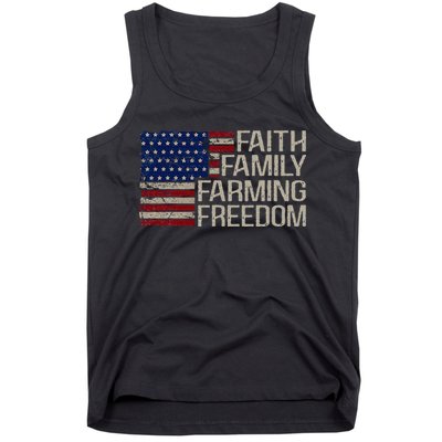 Faith Family Farming Freedom American Flag 4th Of July Tank Top