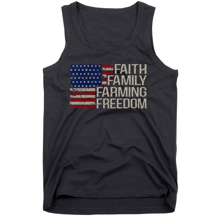 Faith Family Farming Freedom American Flag 4th Of July Tank Top