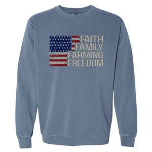 Faith Family Farming Freedom American Flag 4th Of July Garment-Dyed Sweatshirt