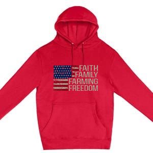 Faith Family Farming Freedom American Flag 4th Of July Premium Pullover Hoodie