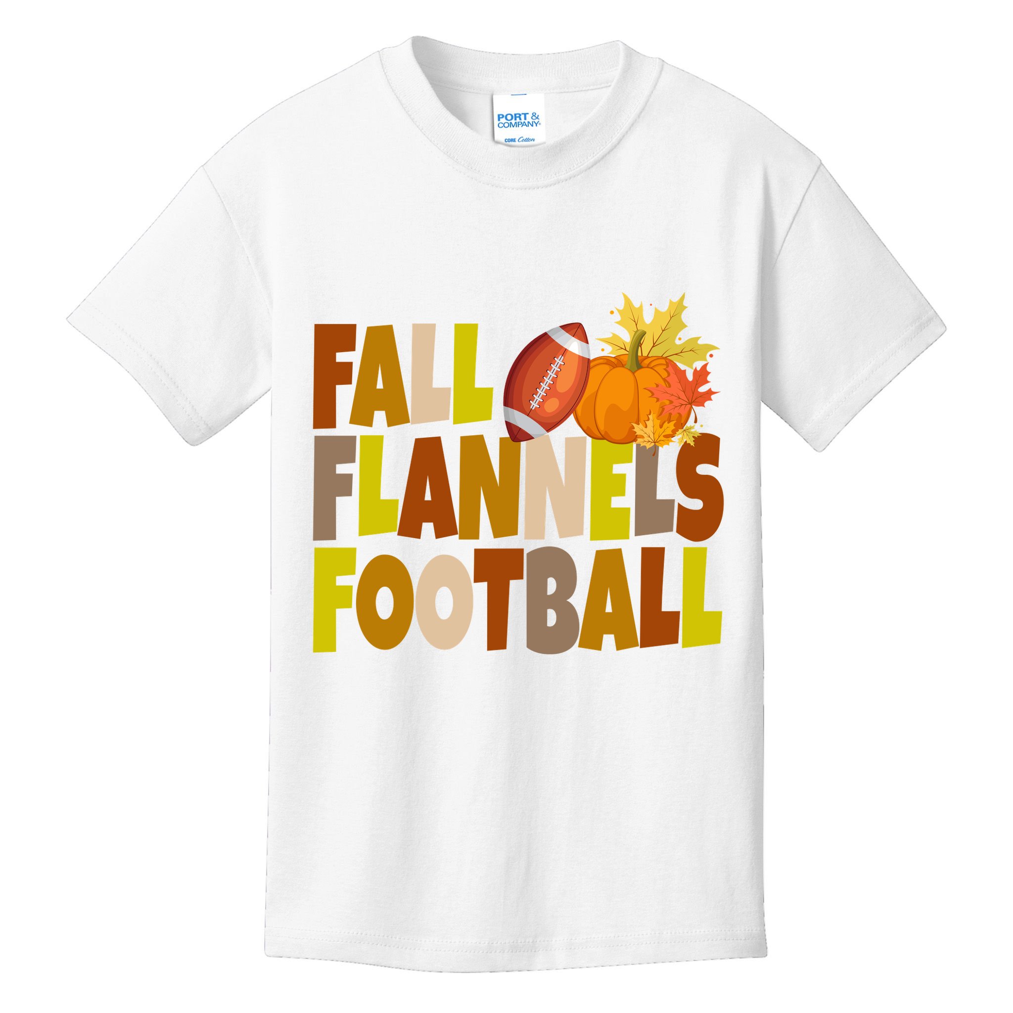 Fall Flannels Football Sport Lover Kids T-Shirt