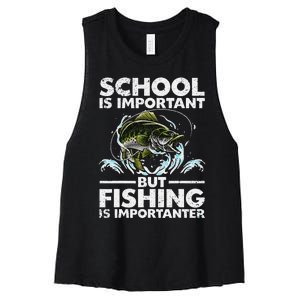 Funny Fishing Fish Saying Bass Fisherman Women's Racerback Cropped Tank