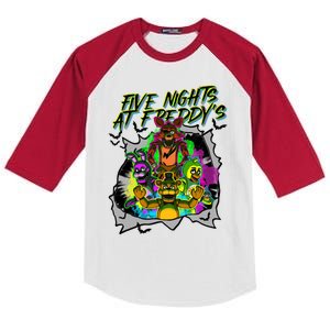 Freddy Fazbear Fnaf Five Nights At Freddys Meme Halloween Kids Colorblock Raglan Jersey