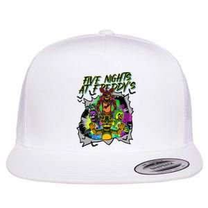 Freddy Fazbear Fnaf Five Nights At Freddys Meme Halloween Flat Bill Trucker Hat